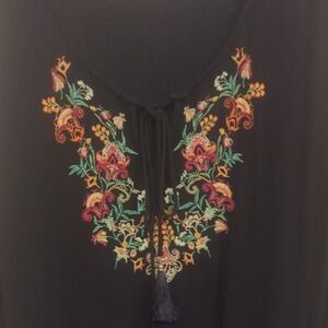 Blue Sundress Colorful Embroidery